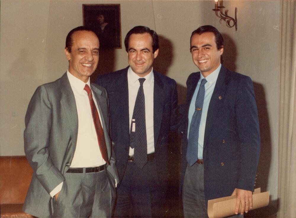 Audiencia a Luis Antonio González Madrid y a José Manuel Molina, alcaldes de Talavera y Toledo, en 1987.