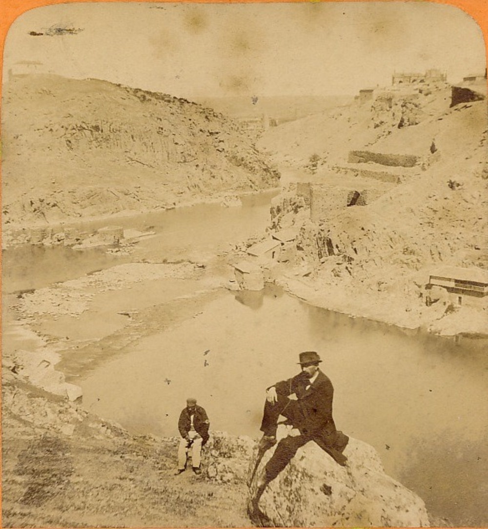Fotografía de Jean Andrieu en 1868 en la que se aprecia el azud. 