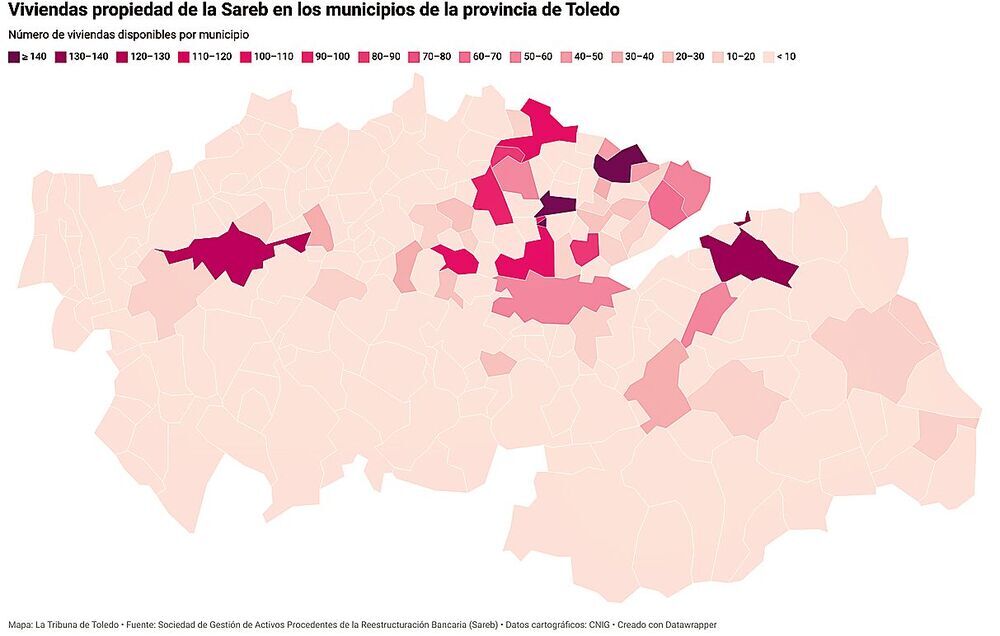Hay 2.155 viviendas Sareb en la provincia; el 50% en La Sagra