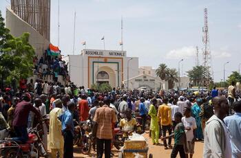 Manifestación progolpista a favor de Rusia en Niamey