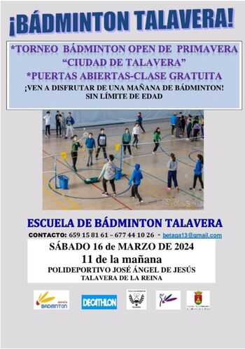 Talavera Bádminton organiza el próximo día 16 su torneo